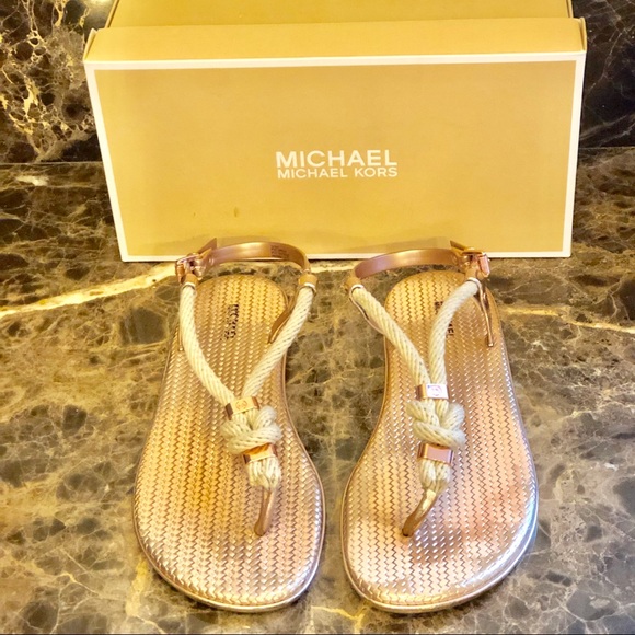 michael kors rose gold jelly sandals